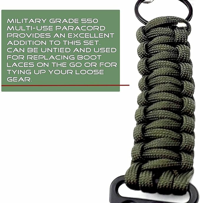 Ferro Fire Starter 4 inch Survival Ferrocerium Drilled Flint Fire Starter, Ferro Rod Kit with Paracord Lanyard Handle, Striker, Cotton Tinder Tab in o-Ring Sealed Carrier Tube and Carry Clip