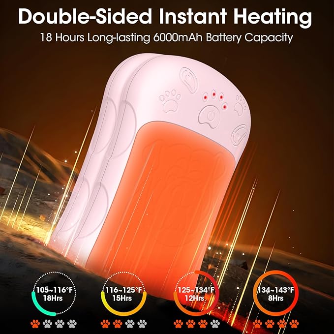 OLV Hand Warmers Rechargeable 2 Pack Strong Magnetic 18Hrs Longer Heating Portable Pocket-Sized Hand Warmer 6000mAh USB Hot Heater Birthday Gifts for Men Women Camping,Golf,Hunting,Travel Essentials