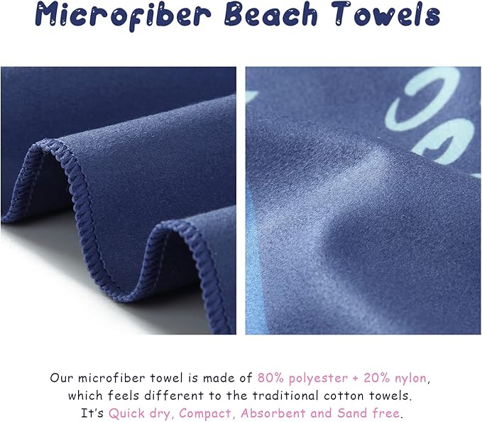 Your Choice Microfiber Beach Towels, Sand Free Beach Towel, Quick Dry Beach Towel, Extra Large Beach Towels for Adults, Kids (67x35 Inch, 60x30 Inch), Travel Towel, Camping Towel