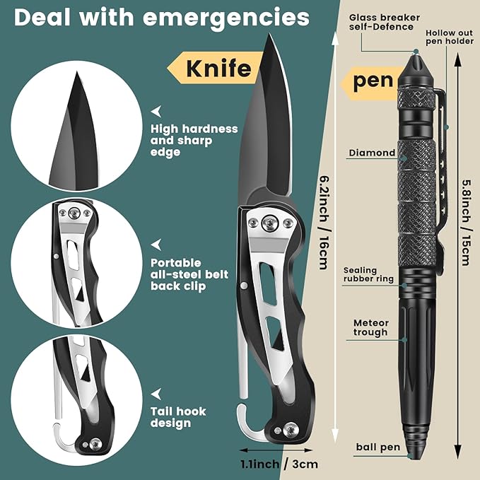 Survival kit,16 in 1 Professional Survival Gear Tool kit, Camping Gear, Camping Essentials, for Father's Day, Christmas, Hiking, Hunting