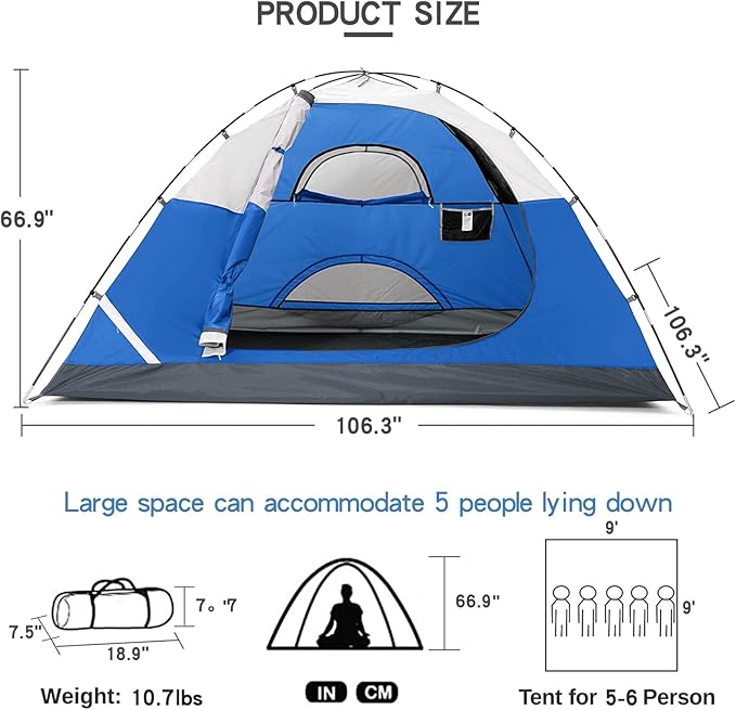 CAMEL CROWN Tents for Camping 2/3/4/5 Person Camping Dome Tent, Waterproof,Spacious, Lightweight Portable Backpacking Tent for Outdoor Camping/Hiking
