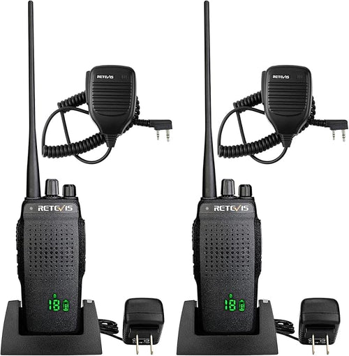 Retevis RT26 Walkie Talkie for Adults Long Range,Walkie Talkies with Shoulder Mic, Shockproof, Professional Two Way Radio with 3000mAh Rechargeable Battery for Security Vehicle Hunting (2 Pack)