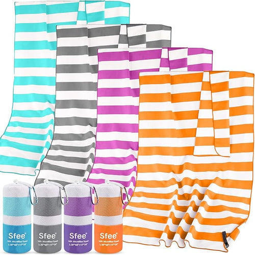 Sfee 2 in 1 Microfiber Beach Towel, Quick Dry Towel Camping Towel Travel Towel Super Absorbent Compact Lightweight Sports Towel Gym Towel Set for Beach, Gym, Hiking, Pool, Backpacking, Bath, Yoga