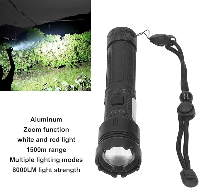 Rechargeable Flashlights High Lumens,Super Bright Tactical Flashlight, Portable Small Zoom Led Flashlight 1500m Range Super Bright Flashlight Aluminum with 3 Lighting Modes