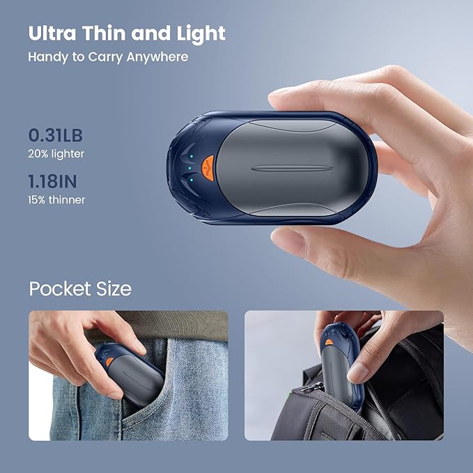 AI Hand Warmers Rechargeable 2 Pack,6000mAh Rechargeable Hand Warmer,20Hrs Long Heating Electric Hand Warmer,Portable Pocket Heater,Pocket Size Hand Warmer, Gifts for Christmas,Camping,Hunting