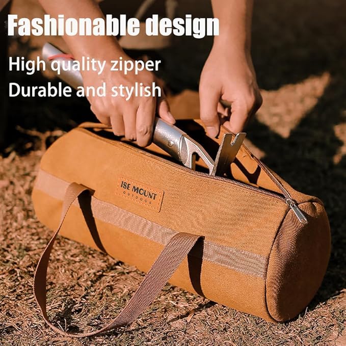 Tent Stakes Bag,Canvas Camping Storage Bags Essentials Accessories Tools Hiking Hunting Gear (Black 40CM)