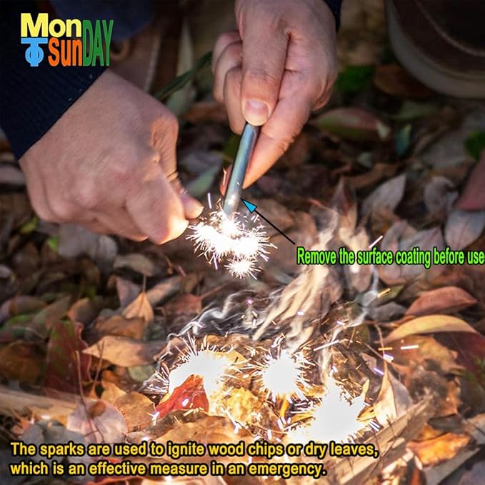 M.T.SCamping Emergency fire Starters Camping Outdoor Starry Sky Firewood Wilderness Survival Matchwood Igniter… (Orange)