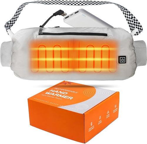 Heated Hand Warmer Pouch with 10000 mAh Rechargeable Battery, Up to 15 Hours of Warmth Electric Heated Hand Muff, Ideal for Football, Golf, Hunting, Fishing, Camping, Winter Outdoor Walk - Gray