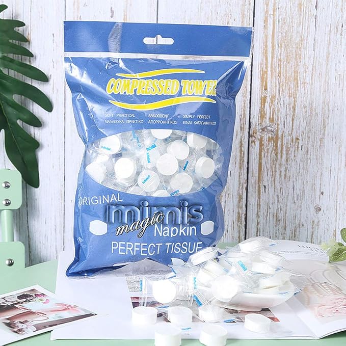 Compressed Towels, Darate 100PCS Portable Disposable Towels - Soft, Durable, Reusable Face Towels - Travel, Home, Outdoor, Camping, Hiking, Sport Hand Cotton Compressed Towels Tablets (100PCS)