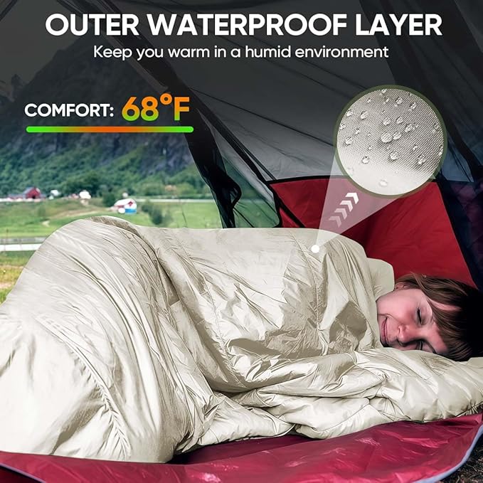 OBTANIM Sleeping Bags Portable Waterproof Camping Sleeping Bag for Adults Kids 4 Seasons Cold Weather or Warm Backpacking Hiking Mountaineering Indoor Outdoor Use