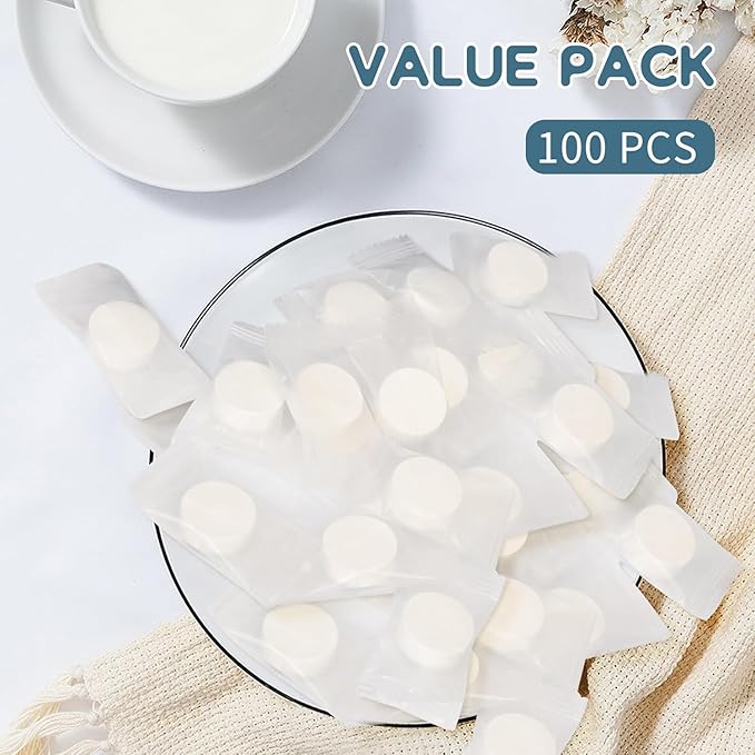 100 PCS Compressed Towel, Mini Tablets Disposable Portable Face Towel Cotton Coin Tissue for Travel, Camping, Hiking, Sport, Beauty Salon, Home Hand Wipes and Other Outdoor Activities