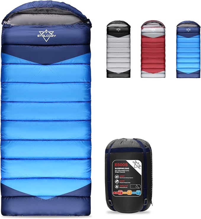 Sleeping Bag for Adults Cold Weather & Warm, Lightweight Backpacking Camping Hiking Essentials Gear for Kids 10-12 Girls Boys Compact w/Compression Sack Indoor Outdoor Sleep Must Haves