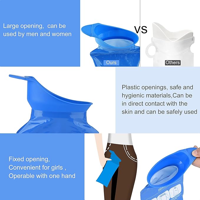 Disposable Urinal Bag, 2024 Upgraded 900ML Emergency Urine Bag, Pee Bags for Travel, Urinals Portable for Car, Universal Urinal Bag for Men, Women and Children, Essential for Outdoor Travel