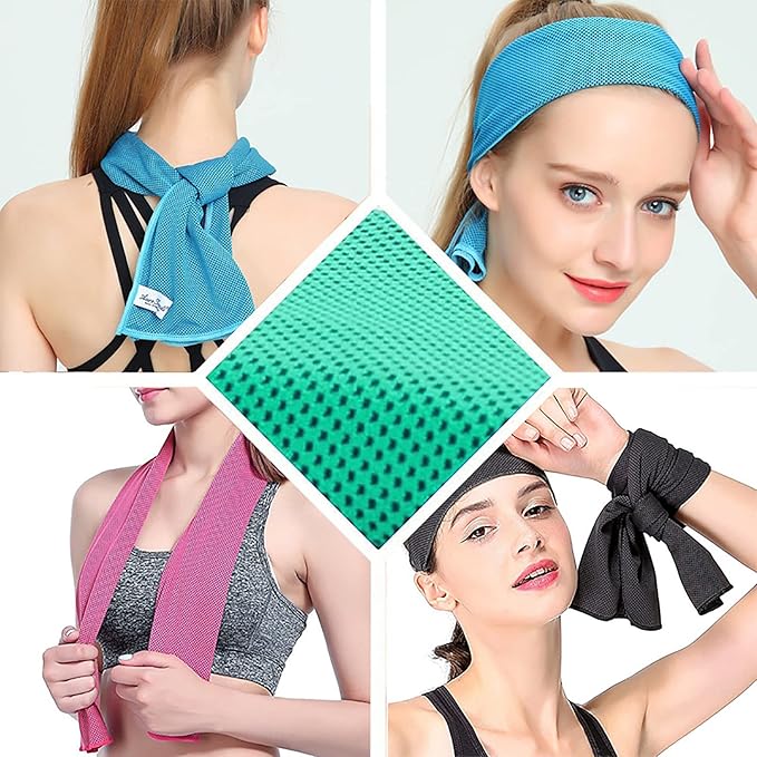 10 Pack Cooling Towels Bulk Microfiber Ice Towel Quick Dry Breathable Chilly Sweat Towel Stay Cool Towel for Neck Face Yoga Gym Workout Running Pilates Beach with Carabin Bag, 40x12'', Purple