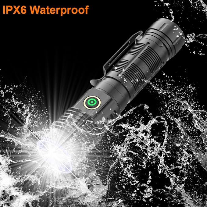 Magnetic Flashlights Rechargeable 200000 High Lumens, Super Bright LED Handheld Flashlight, Powerful Multi-Color Tactical Flash Light with Red Green Blue Yellow Filters, Best for Camping Hunting