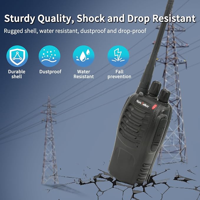 Walkie-Talkies Long Range Two-Way Radios: Rechargeable Walkie Talkies for Adults, Walky Talky VOX Walkie Talkie Earpiece with Mic 2 Way Radio with Flashlight and Charger for Business Family(4 Pack)