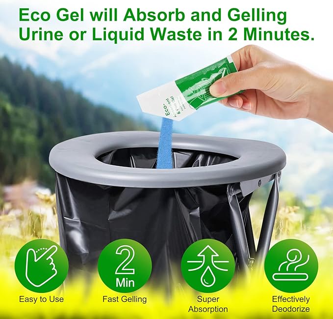 25 pack Portable Toilet Absorbent Gel Powder, Poo Gel for Camping Toilet Powder, Poo Urine Powder for Potty Bags, Poo Deodorizing Treatment for Outdoor Camping Hiking Emergency Toilet (25Pack)