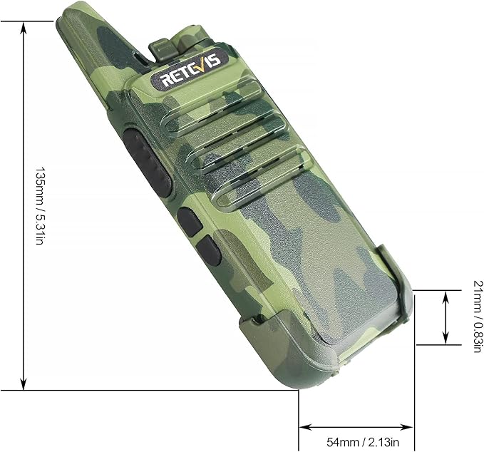 Retevis RT22 Walkie Talkies for Adults, Two Way Radio Long Range Rechargeable, Portable Two-Way Radios, Mini, VOX Handsfree, for Kids Family Camping Hiking Road Trip Adventure (2 Pack, Camouflage)