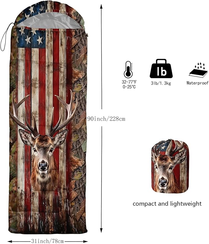 Kids Sleeping Bag for Boys Girls,Western Cowboy Print-Lightweight Warm Portable Outdoor Indoor-Waterproof Cold Weather Resistant Sleeping Bag for Camping Hiking