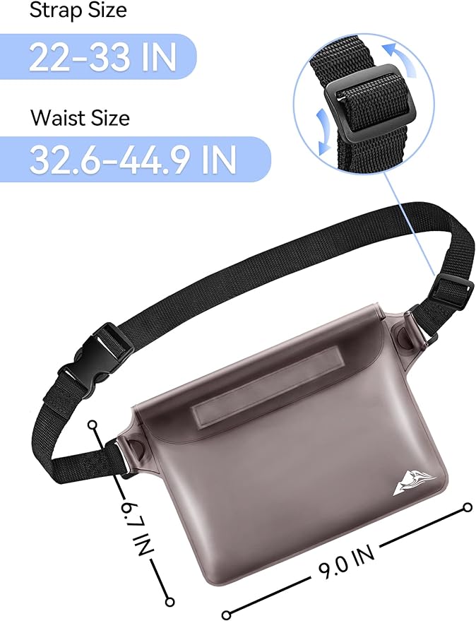 HEETA Waterproof Pouch, Screen Touch Sensitive Waterproof Bag Black & Gray Bundled with 5-Pack Clear Waterproof Dry Bag