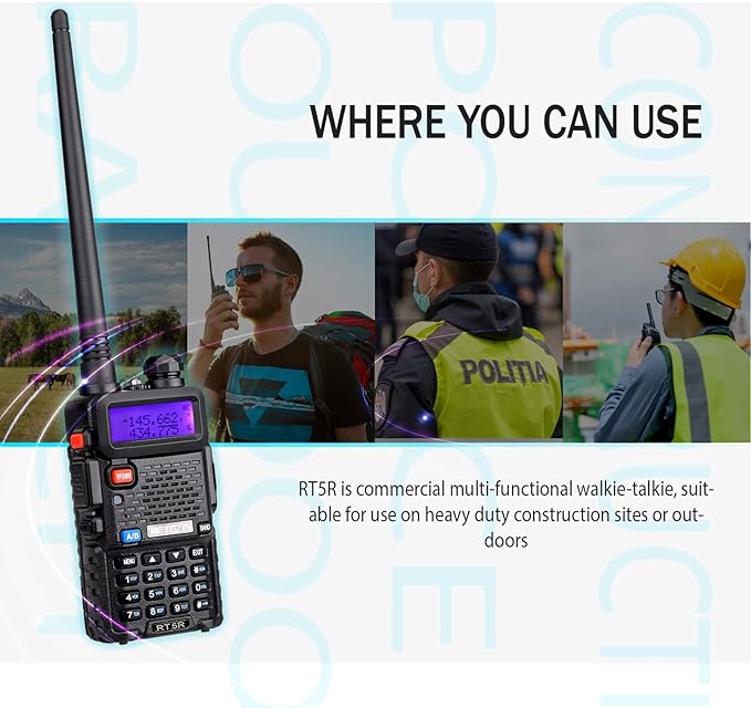 Retevis RT-5R Dual Band Two Way Radios Long Range, High Power 128CH LCD Walkie Talkies for Adults, 2 Way Radio for Hunting, Camping (2 Pack)