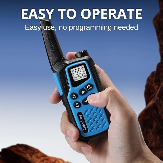 Radioddity FS-T7 Walkie Talkies for Adults Kids Long Range Rechargeable Walky Talky FRS NOAA Two Way Radio, License Free with VOX, USB-C Charging, Flashlight, for Camping Hiking, 2 Pack