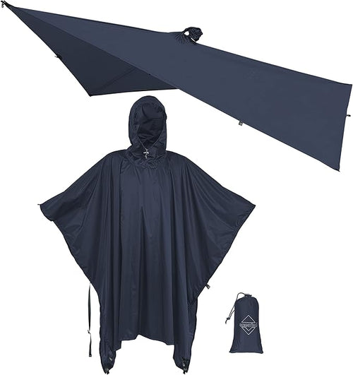 onewind Hooded Rain Poncho, Silnylon Camping Rain Coat Versatile Survival Shelter Lightweight Poncho for Hiking, Backpacking