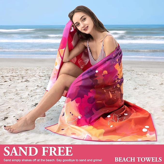Your Choice Microfiber Beach Towels, Sand Free Beach Towel, Quick Dry Beach Towel, Extra Large Beach Towels for Adults, Kids (67x35 Inch, 60x30 Inch), Travel Towel, Camping Towel