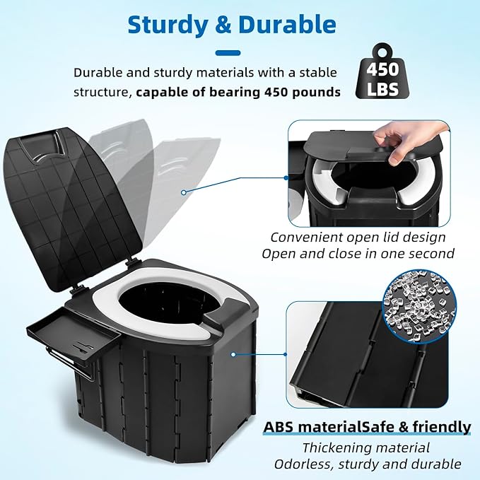Portable Toilet for Camping Portable Potty for Adults Porta Potty with Lid Travel Toilet Commode Bucket Toilet for Indoor,Outdoor And Emergency Use