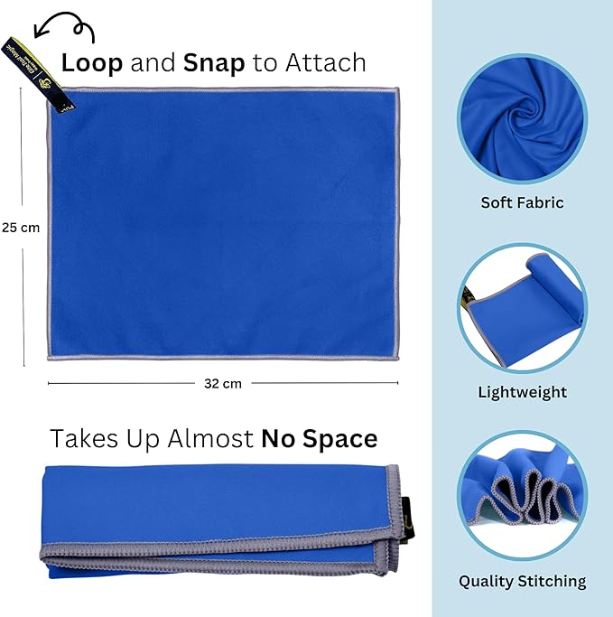 Backpacking Ultralight Quick Dry Microfiber Soft Fast Drying Hand and Face Towel Wash Cloth Camping Yoga Hiking Active Lifestyle Small (Blue)