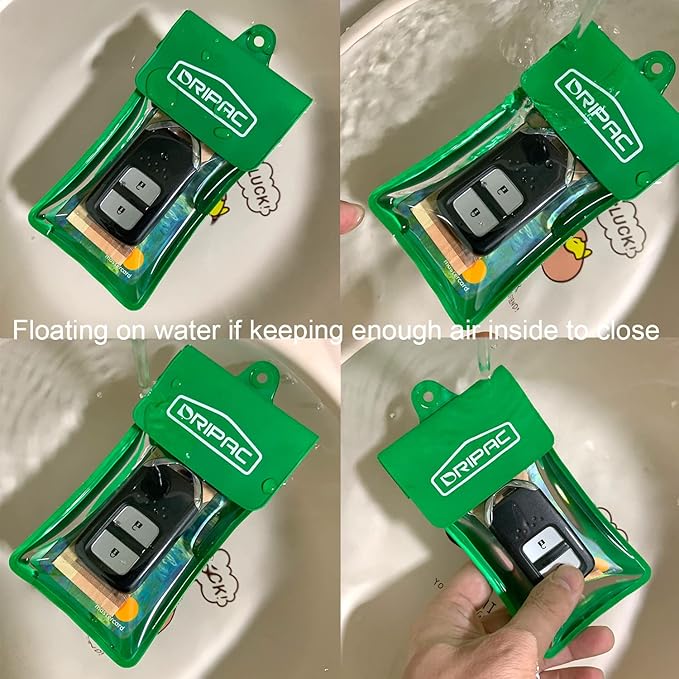 DRIPAC Waterproof Car Key FOB Case Waterproof Wallet Waterproof Holder Pouch For Key ID Badge Credit Card Money(Green)