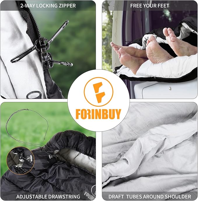 0 Degree Double Sleeping Bag for Adults, 2 Person Cold Weather Queen Size Sleeping Bag for Camping, RV Travel, or Family Outdoors