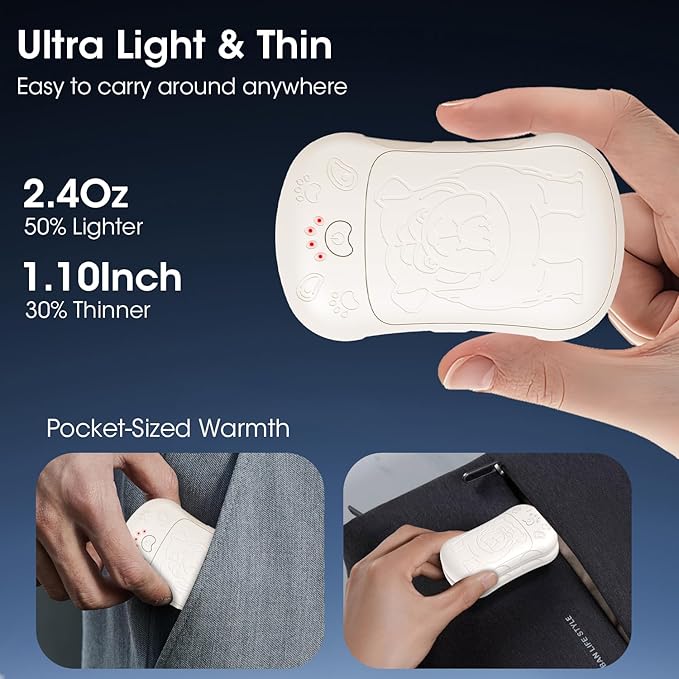 OLV Hand Warmers Rechargeable 2 Pack Strong Magnetic 18Hrs Longer Heating Portable Pocket-Sized Hand Warmer 6000mAh USB Hot Heater Birthday Gifts for Men Women Camping,Golf,Hunting,Travel Essentials