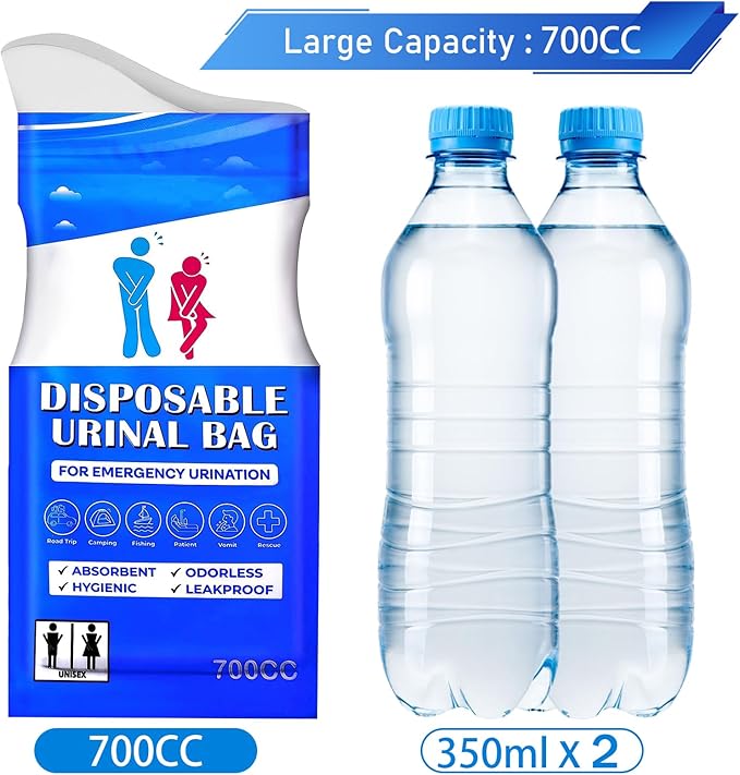 Disposable Urinal Bag, Portable Urine Bag, Portable toilet for adults, Unisex Urinal Bag for Men Women Children, Emergency pee/wee bags, vomit bags for Car, Traffic Jams, Camping, Travel (Blue, 12)