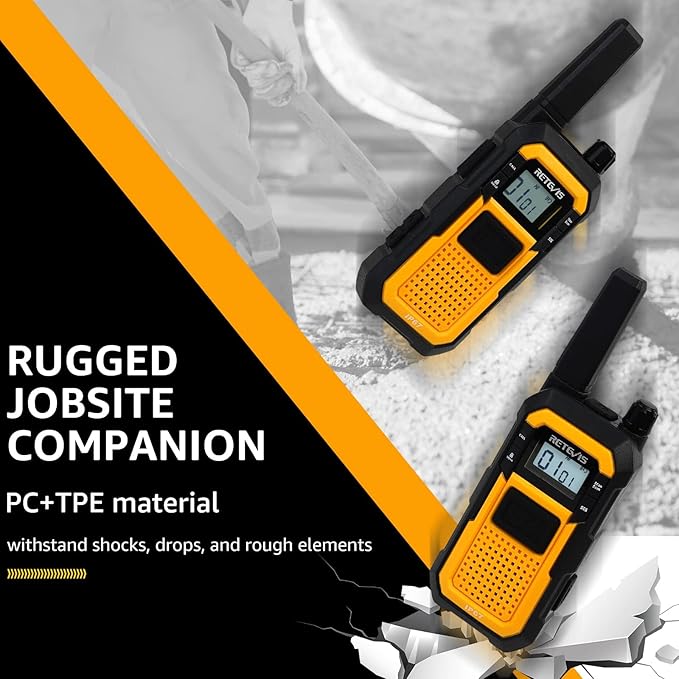 Retevis RB48 Heavy Duty Walkie Talkies, Waterproof Two Way Radio, Advanced Triple Proof, 2000 mAh, Emergency Alert, 2 Way Radio Long Range for Job Site (4 Pack) Yellow
