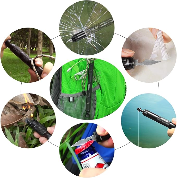 Gift for Men, Women, AbeuRox All In One Gadgets Multitool Tactical Survival Gear with Lighter(No Fuel Include), Fishing Tool, Glass Breaker, Whistle, Blade, Great EDC Kit, Camping Tool