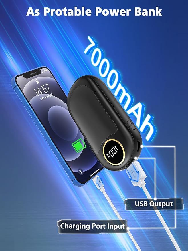 Hand Warmers Rechargeable, 14000mAh Electric Hand Warmer Max 18Hrs Warmth, Dual-Sided Hand Warmers Reusable Heat Up to 131℉, Portable Gloves Handwarmers for Raynauds, Hunting, Golf, Football, Camping