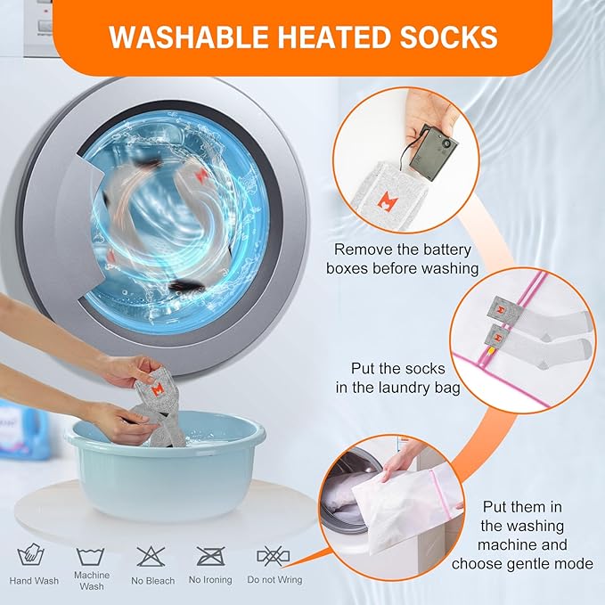 Heated Socks for Men Women, Battery Heated Socks, Electric Heated Socks for Camping Fishing Cycling Skiing Skating Hunting Hiking