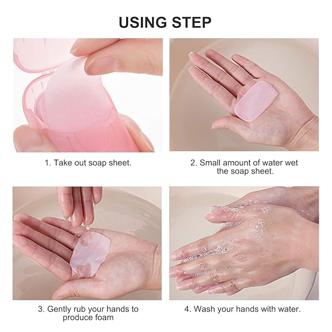 10 Boxes (200 Sheets) Portable Travel Soap Paper Sheets, Mini Disposable Soap Sheets Hand Washing Bath Scented Paper Soap and Slide Foaming Paper Soap Bathing Soap Flakes for Outdoor (10 Boxes)