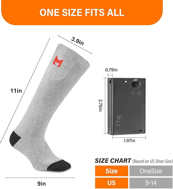 Heated Socks for Men Women, Battery Heated Socks, Electric Heated Socks for Camping Fishing Cycling Skiing Skating Hunting Hiking