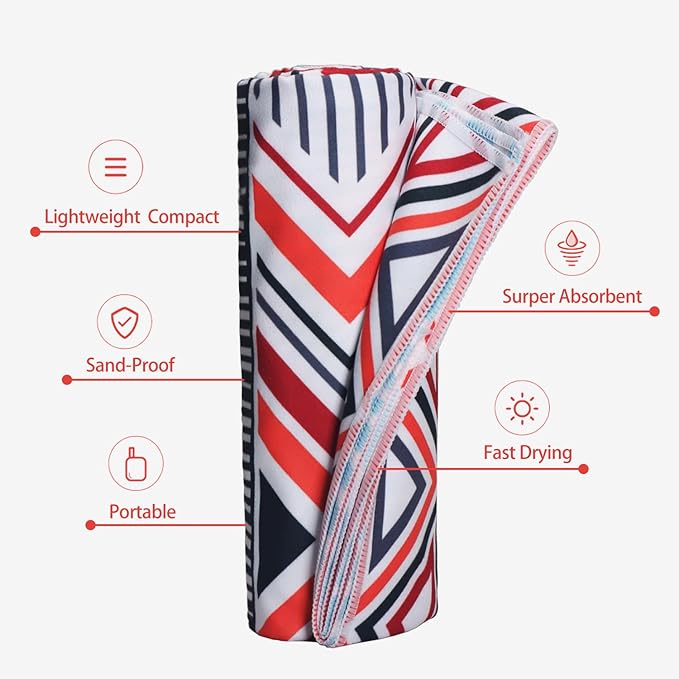 1 Pack Microfiber Beach Towel, Large Microfiber Towel 63" x 32" Sand Free Quick Dry Towel Super Lightweight Travel Towel Swim Pool Gym Camping for Adults Beach Accessories (Z-1 Pack Orange Boho)