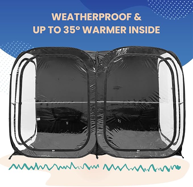 WeatherPod® The Original Shark Tank Side-by-Side™ 2-4 Person Pop-Up Pod - Stay Warm, Dry, and Out of The Sun - Weather Pod for Sports, Rain, or Wind - Simple to Set Up and Tear Down