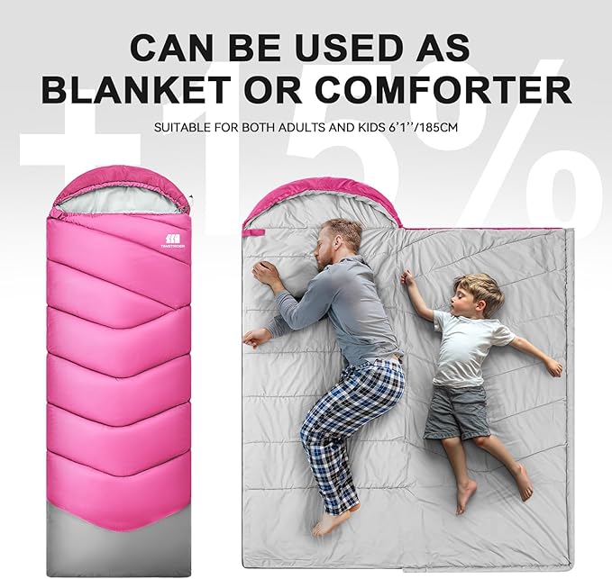 Sleeping Bags for Adults Cold Weather & Warm,Backpacking Camping Sleeping Bag for Tall Girls Boys,Lightweight,Compact,Waterproof Camping Gear for Traveling,Hiking,Hotel,Outdoor & Indoor
