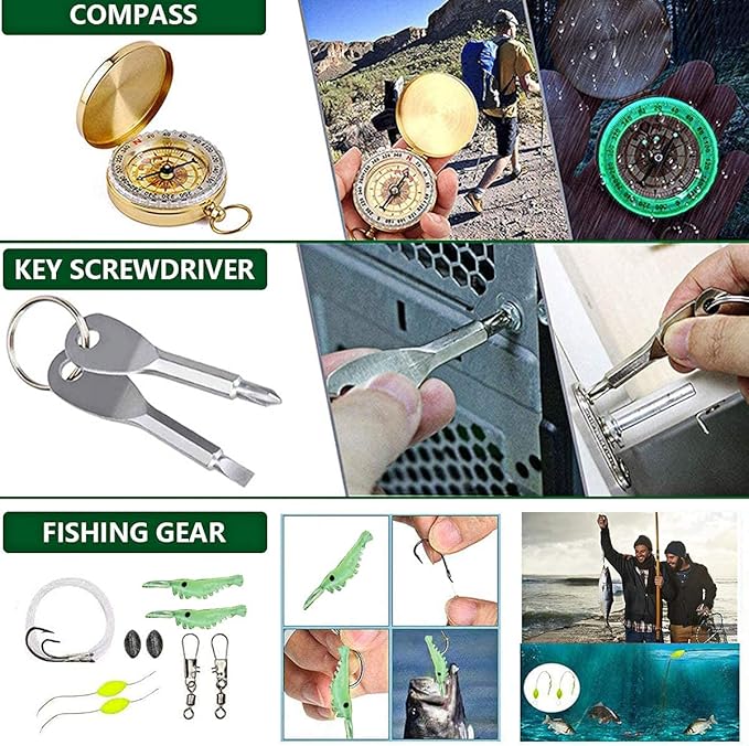 Gifts for Men Dad Husband Boyfriend Him, Survival Kits 33 in 1, Survival Gear and Equipment, Essentials Cool Gadgets for Camping Hiking Hunting Outdoor Adventure, Cool Birthday Ideas