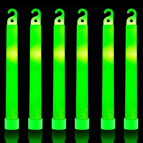 32 Ultra Bright 6 Inch Large Green Glow Sticks - Chem Lights Sticks with 12 Hour Duration - Camping Glow Sticks, Emergency Glow Sticks For Storms Blackouts - Glowsticks for Parties and Kids Activities