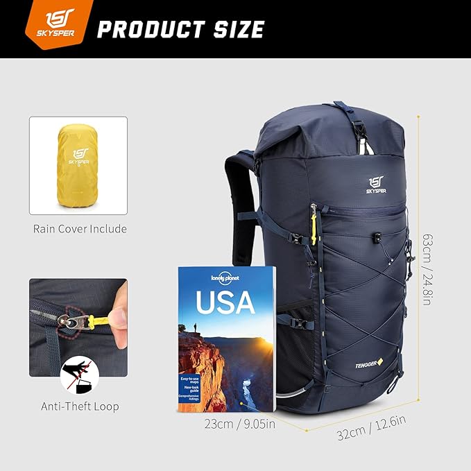 SKYSPER Hiking Backpack, 50L/60L Backpacking Backpack for Camping Travel, Lightweight Waterproof Outdoor Pack for Men Women