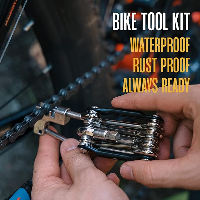 Bike Multitool - Bike Tool Kit -12 In 1 Lightweight Stainless Steel Bicycle Multi tool - Safety Locking, Survival Gear With Hex Key, Screwdriver, Chain Cutting Tool by Hayvenhurst