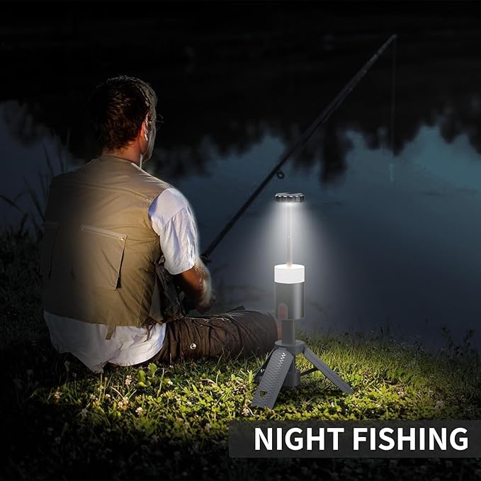 AlpsWolf Camping Light , Telescopic Camping Lantern Rechargeable with 15 Color Temperatures Waterproof Portable Lanterns for Power Outages,Camping,Hiking,Emergency Gray