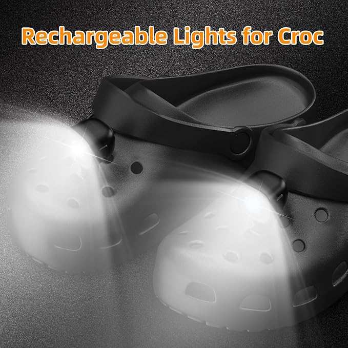 Original 2 Headlights for Crocs Charms, Flashlight Attachment for Crocs Shoes, Accessories for Crocs Kids Boy Girl Men Women Adult Sandals, Clip on Clog Headlamp,Shoe Light Up Charms for Crocs