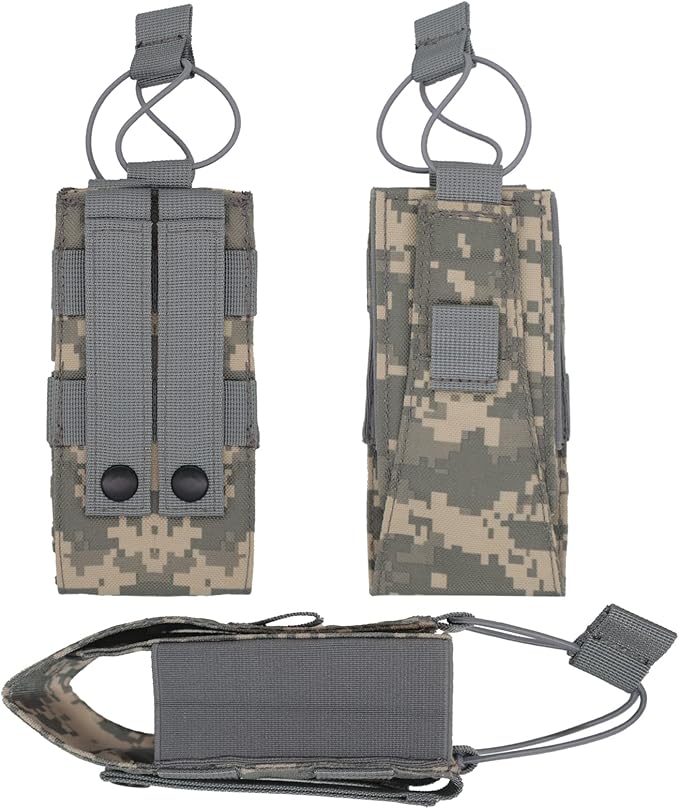 1000D Nylon Tactical Radio Holder Radio Case Radio Pouch Military Molle Radio Walkie Talkie Holder Bag Hunting Magazine Pouches Pocket for Two Ways Walkie Talkies Compatible (ACU)